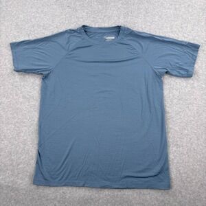 Ibex Merino T Shirt Mens L Blue Wool Hiking Athletic Base Layer Made In Canada